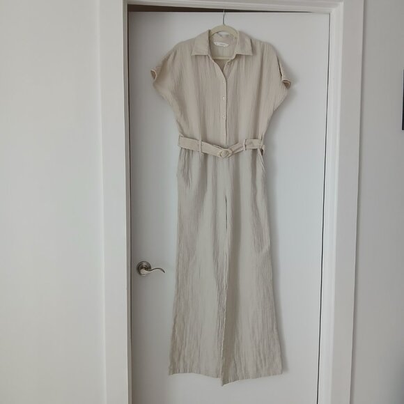 MANGO Belt Long Jumpsuit - Picture 1 of 8
